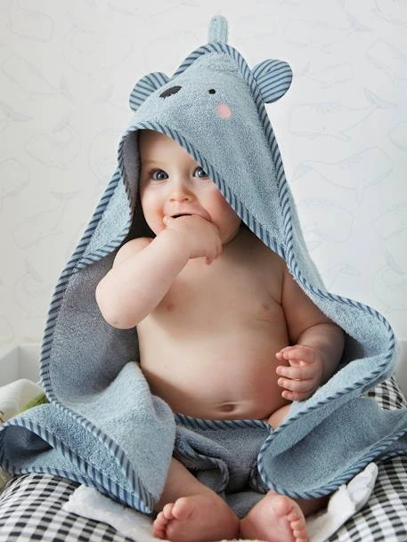 Baby Hooded Bath Cape With Embroidered Animals