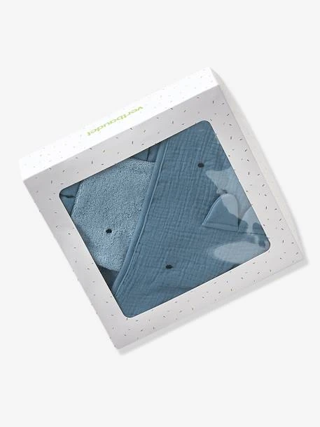 Bath Cape In Cotton Gauze + Bath Mitt For Babies, Little Dino Theme – Image 2