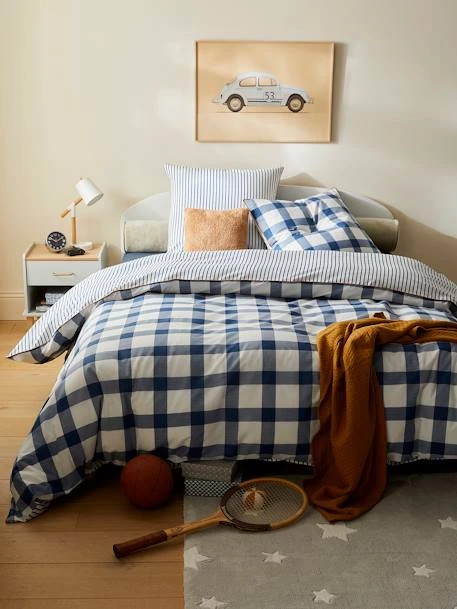 Children's Duvet Cover + Pillowcase Set, Checks – Image 4