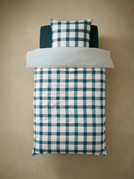 Children's Duvet Cover + Pillowcase Set, Checks – Image 8