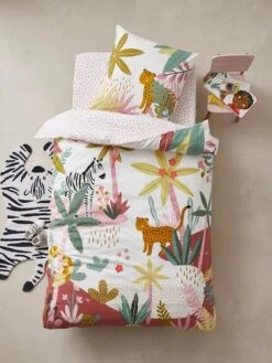 Children's Duvet Cover + Pillowcase Set, PINK JUNGLE -Boutique Lilipinso childrens duvet cover pillowcase set pink jungle 4