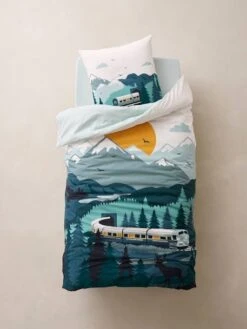 Children's Duvet Cover + Pillowcase Set, Sur Les Rails
