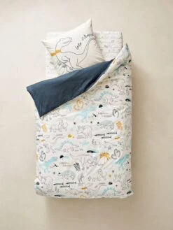 Children's Reversible Duvet Cover & Pillowcase Set, Dinorama Theme -Boutique Lilipinso childrens reversible duvet cover pillowcase set dinorama theme 2