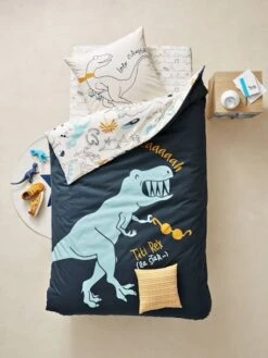 Children's Reversible Duvet Cover & Pillowcase Set, Dinorama Theme