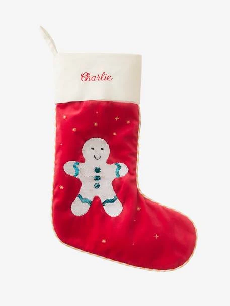 Christmas Stocking With Reversible Sequins, Gingerbread Man – Image 2