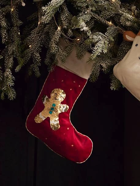 Christmas Stocking With Reversible Sequins, Gingerbread Man – Image 3