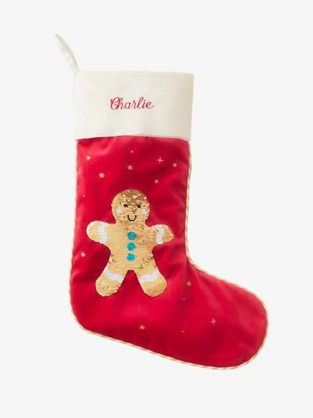 Christmas Stocking With Reversible Sequins, Gingerbread Man – Image 6