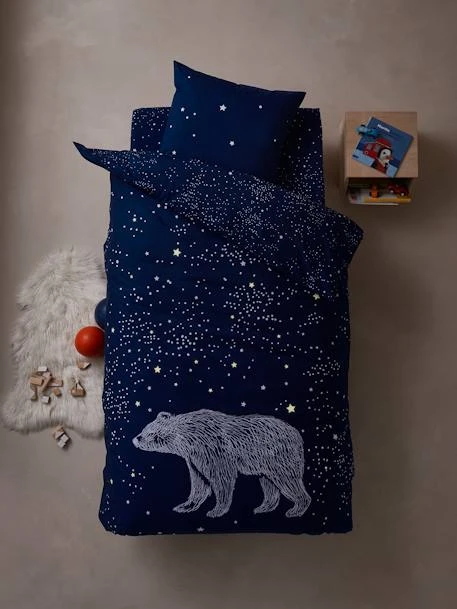 Duvet Cover + Pillowcase Set For Children, Glow-in-the-Dark Details, POLAR BEAR