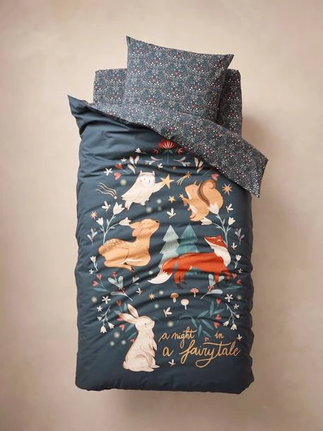 Duvet Cover & Pillowcase Set For Children In Recycled Cotton, Brocéliande – Image 2