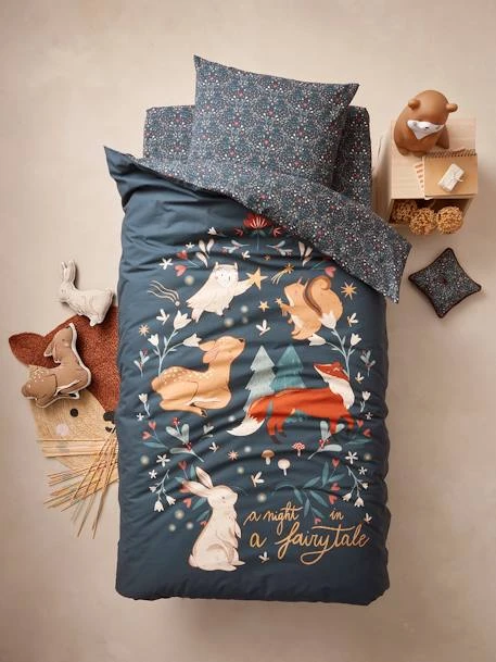 Duvet Cover & Pillowcase Set For Children In Recycled Cotton, Brocéliande – Image 3