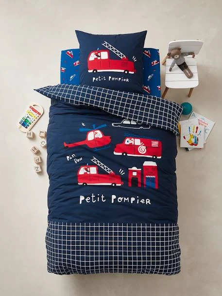 Duvet Cover + Pillowcase Set For Children, 'Petit Pompier' Theme 2 Duvet Cover + Pillowcase Set For Children, 'Petit Pompier' Theme – Image 2
