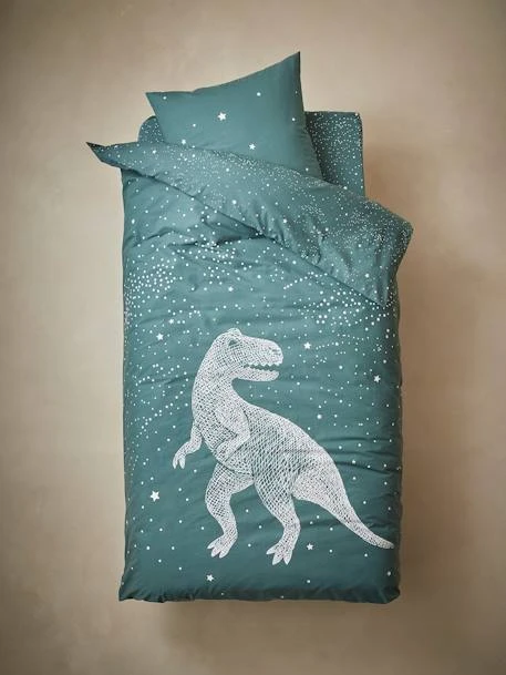 Duvet Cover + Pillowcase Set With Glow-in-the-Dark Details, Graphic Dino – Image 7