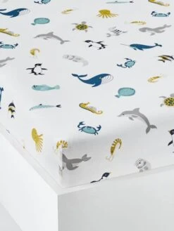 Fitted Sheet For Children, Marine Animal Alphabet Theme