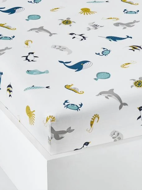 Fitted Sheet For Children, Marine Animal Alphabet Theme 1 Fitted Sheet For Children, Marine Animal Alphabet Theme