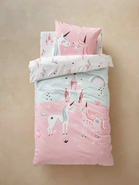 Girls' Duvet Cover + Pillowcase, Magic Unicorns Theme – Image 2