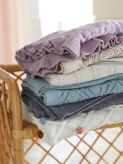 Pointelle Blanket With Lurex For Babies