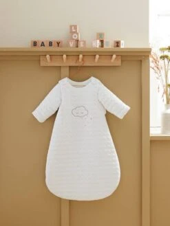 Quilted Baby Sleep Bag With Detachable Sleeves, Organic Collection, Cloud & Triangles Theme