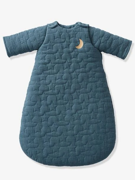 Quilted Baby Sleep Bag With Removable Sleeves In Organic Cotton* Gauze, Dream Nights 1 Quilted Baby Sleep Bag With Removable Sleeves In Organic Cotton* Gauze, Dream Nights