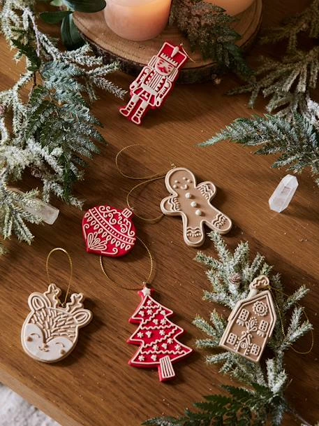 Set Of 6 Christmas Hanging Decorations , Biscuit-Effect 2 Set Of 6 Christmas Hanging Decorations , Biscuit-Effect – Image 2