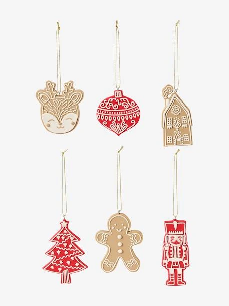 Set Of 6 Christmas Hanging Decorations , Biscuit-Effect 1 Set Of 6 Christmas Hanging Decorations , Biscuit-Effect
