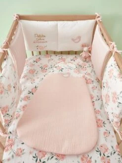 Sleeveless Baby Sleep Bag In Cotton Gauze, EAU DE ROSE Theme