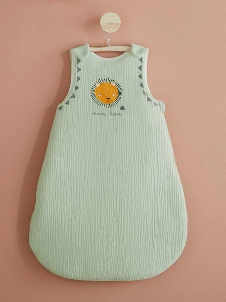 Sleeveless Baby Sleep Bag In Cotton Gauze, "Mon Lion" 3 Sleeveless Baby Sleep Bag In Cotton Gauze, "Mon Lion" – Image 3