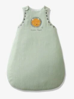 Sleeveless Baby Sleep Bag In Cotton Gauze, "Mon Lion"