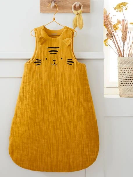 Sleeveless Baby Sleep Bag In Organic* Cotton Gauze, BABY TIGER Theme 1 Sleeveless Baby Sleep Bag In Organic* Cotton Gauze, BABY TIGER Theme