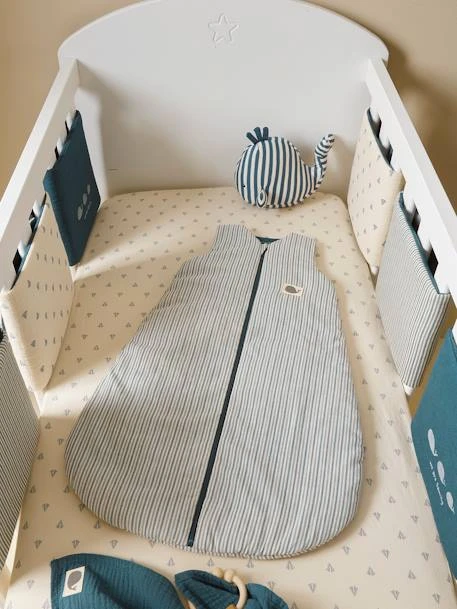 Sleeveless Baby Sleeping Bag, Fastening In The Middle, NAVY SEA – Image 3