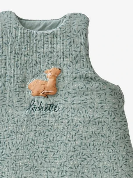 Sleeveless Baby Sleeping Bag In Cotton Gauze, Brocéliande – Image 3