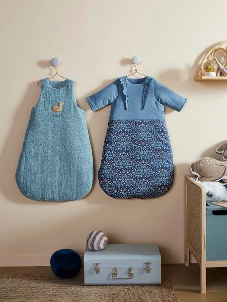 Sleeveless Baby Sleeping Bag In Cotton Gauze, Brocéliande