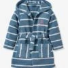 Striped Bathrobe With Hood For Children