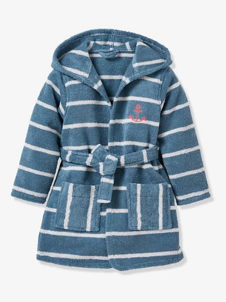 Striped Bathrobe With Hood For Children – Image 3