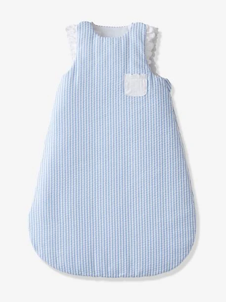 Striped Sleeveless Baby Sleeping Bag In Seersucker, Cottage – Image 3