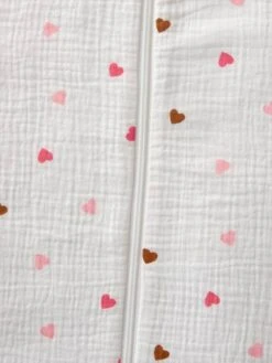 Summer Special Baby Sleep Bag In Cotton Gauze, With Opening In The Middle, Small Hearts