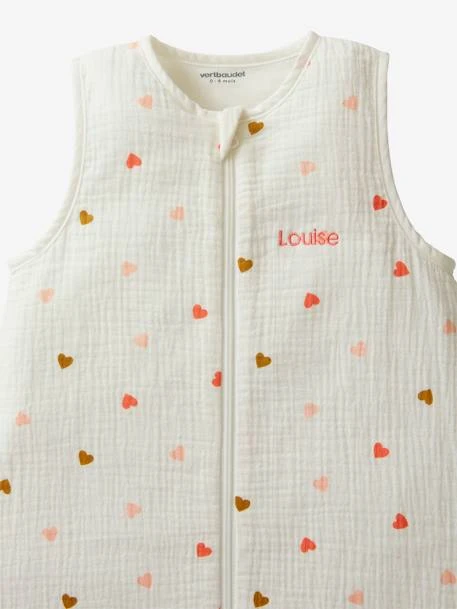 Summer Special Baby Sleep Bag In Cotton Gauze, With Opening In The Middle, Small Hearts – Image 5