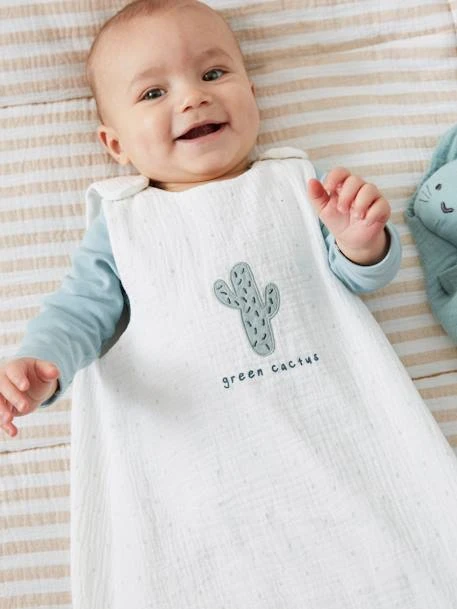 Summer Special Baby Sleep Bag In Organic Cotton* Gauze, Cactus – Image 4