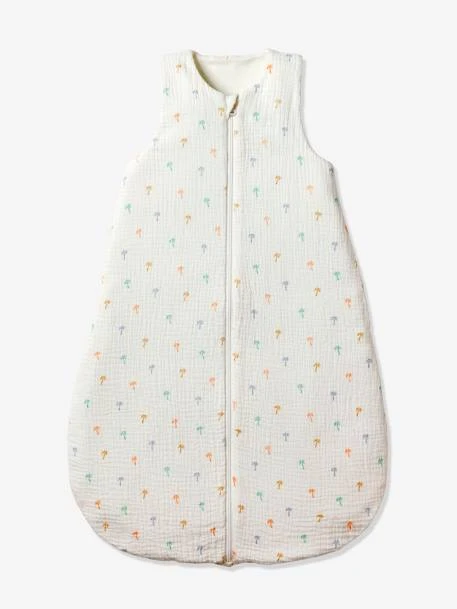 Summer Special Baby Sleeping Bag In Cotton Gauze With Central Opening, Palm Trees 1 Summer Special Baby Sleeping Bag In Cotton Gauze With Central Opening, Palm Trees