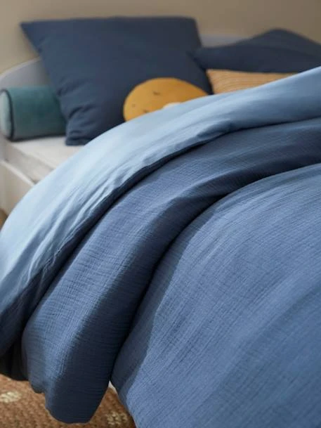 Two-Tone Duvet Cover + Pillowcase Set In Cotton Gauze For Children – Image 8